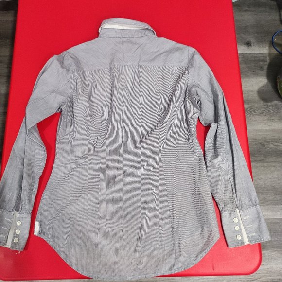 Banana Republic grey striped Women's button down shirt size S - Picture 3 of 4